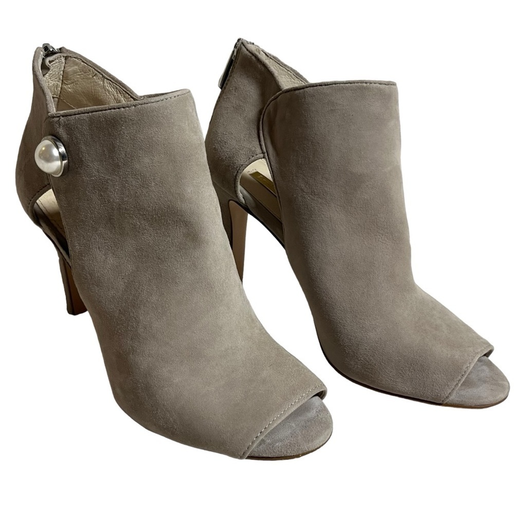 Louise Et Cie Illisa Grey Suede Peep-toe high heel booties size 8
